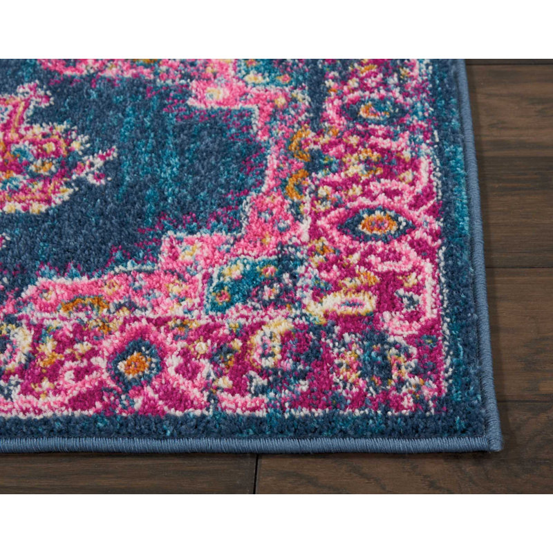 Mercury Row® Abbate Oriental Navy Blue/Pink Area Rug & Reviews Wayfair